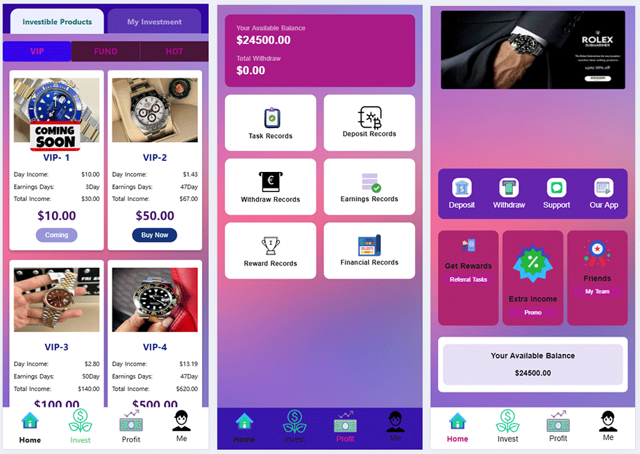 PHP海外投资理财系统源码/英文理财程序/奢侈品手表商城产品理财