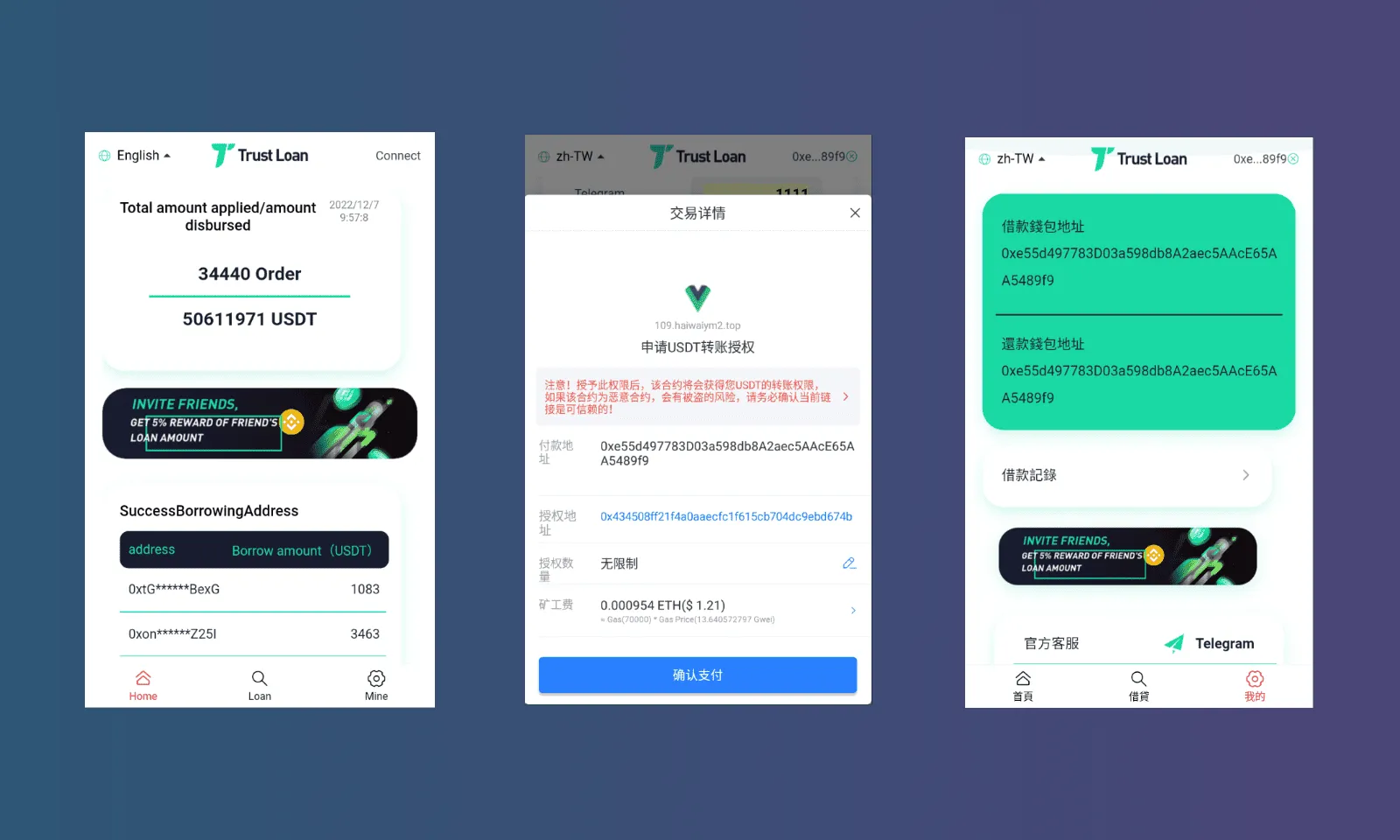 【多语言贷款秒U系统】usdt借贷授权+贷款盗U源码+二开版插图 【多语言贷款秒U系统】usdt借贷授权+贷款盗U源码+二开版插图