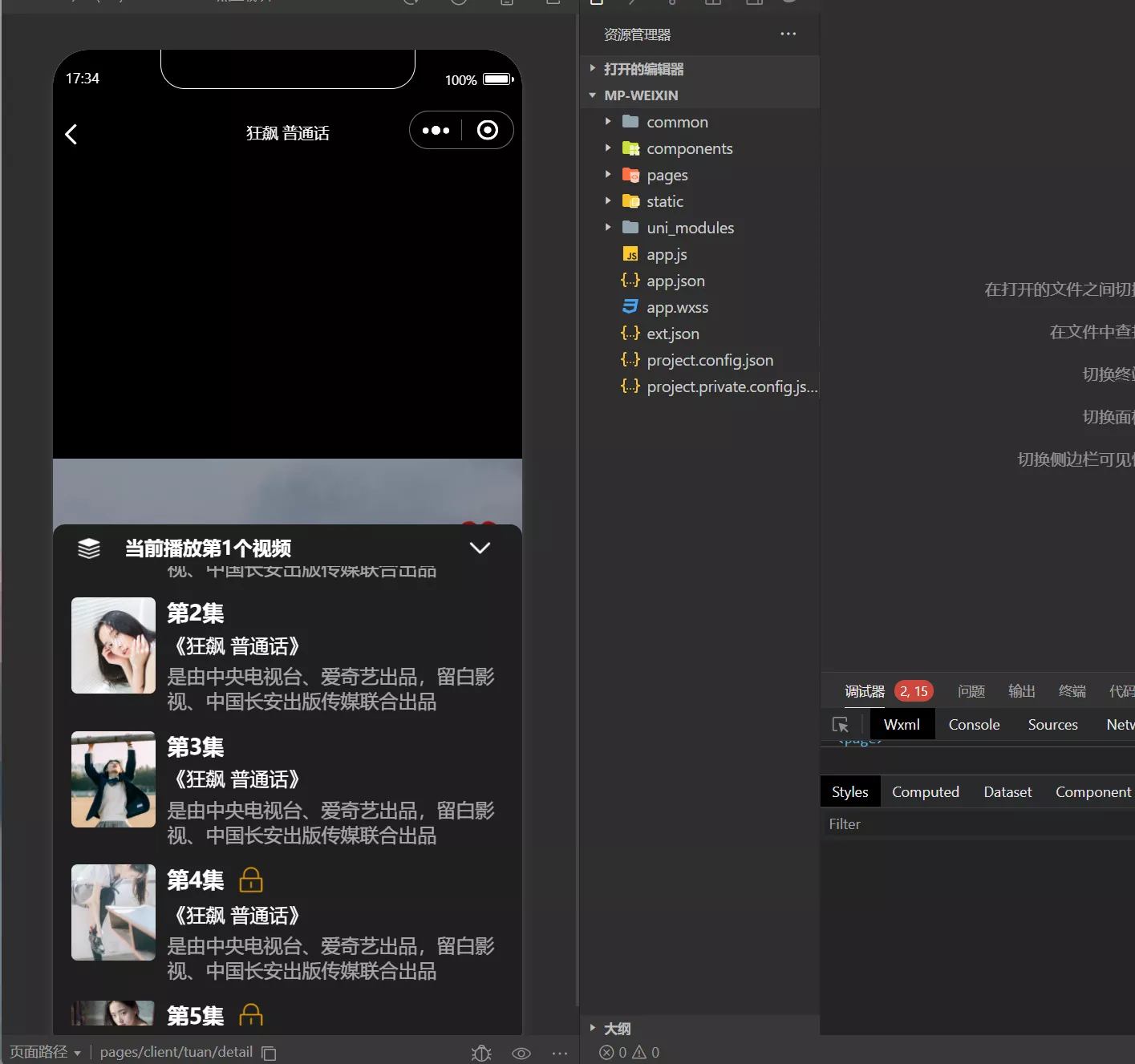 【仿抖音滑动小短剧】影视带支付收益等模式的微信小程序源码插图4